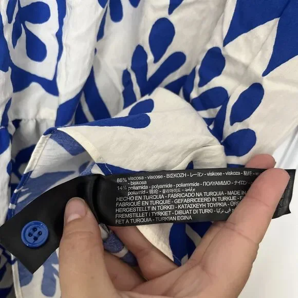 Zara Tiered Tunic Dress Large Carrie Babydoll Vine White Blue Beach Preppy Blog - Picture 4 of 9